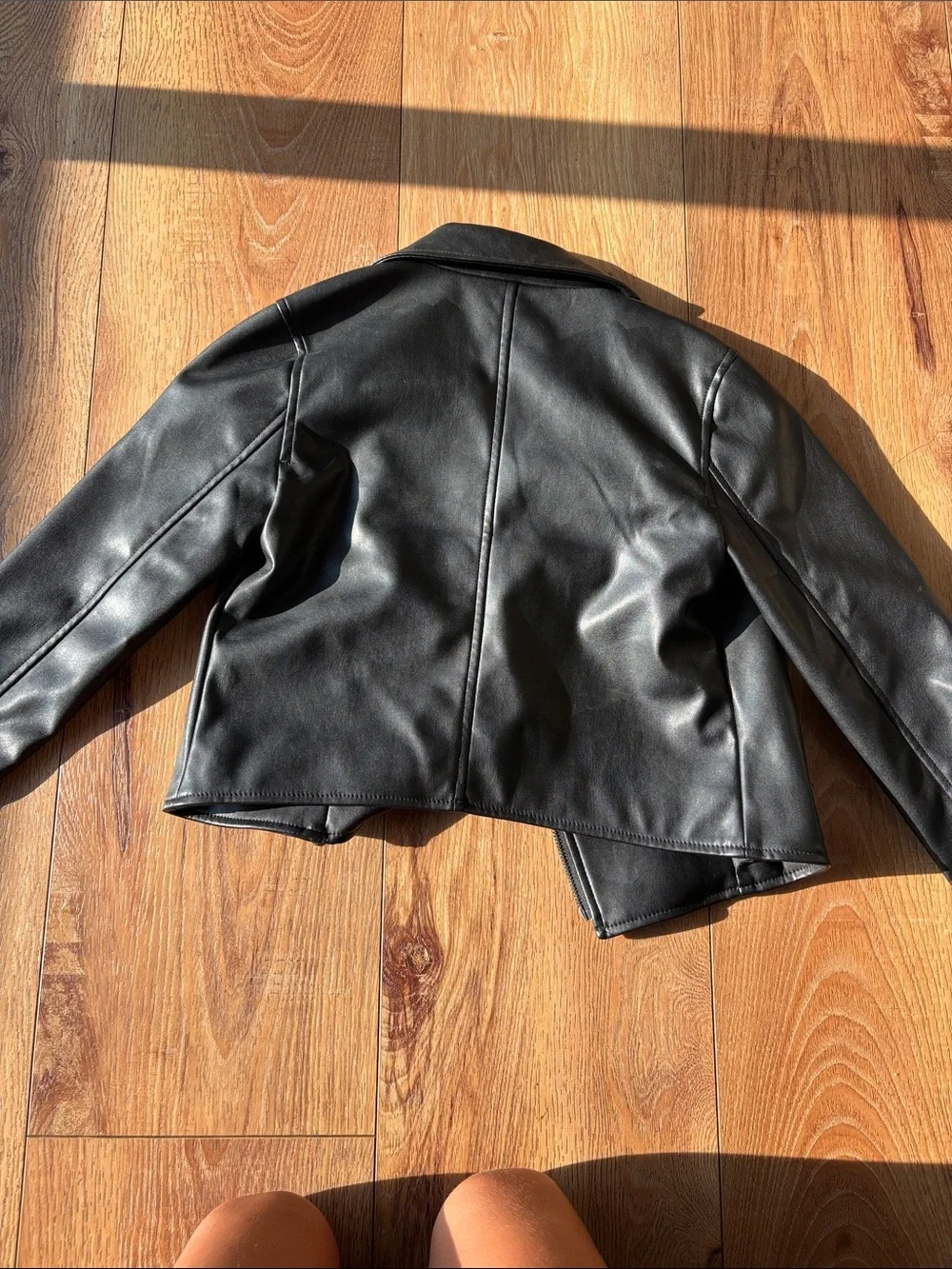 GAP Black Faux Leather Cropped Moto Jacket